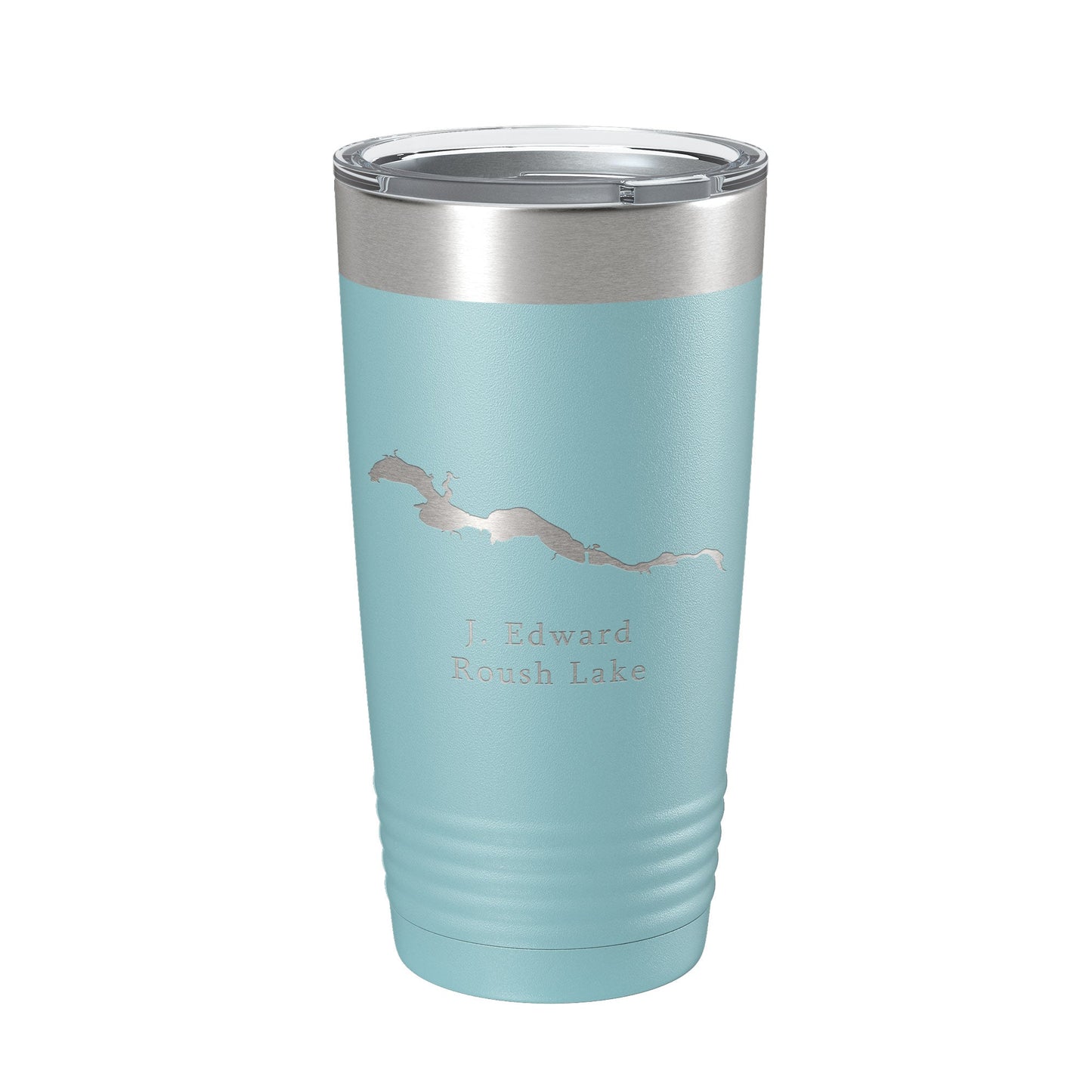 J. Edward Roush Lake Map Tumbler Travel Mug Insulated Laser Engraved Coffee Cup Indiana 20 oz